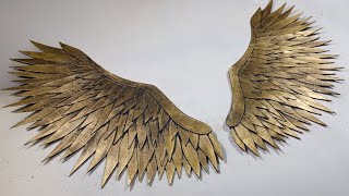 D.I.Y Dimensional Angel Wings Wall Art Made From Recycled Boxes - DIY Mixed Media Art Tutorial