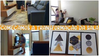 COMEÇAMOS A TRANSFORMAÇÃO DA SALA, COLOCAMOS OS QUADROS E TAPETE |Amanda Maria