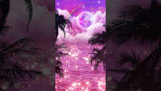 Summer pink ocean Rainbow coconut tree