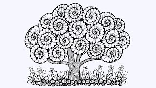 How to Draw Tree of Life Easy step by step | Zentangle Art| Zendoodle| Easy Zentanngle Tree Drawing