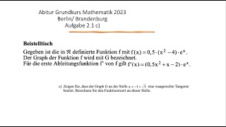 Abitur Mathematik Grundkurs 2023 Berlin/Brandenburg Aufgabe 2.1 c)