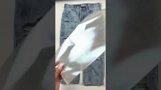 Foil Jeans tutorial #foiljeans #metallicjeans #denimdiy #distressedjeans #thriftflip #upcycle #diy