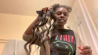 Raw Indian wavy clip ins + Silk press on 4c hair VLOG  (TEST PRODUCT)| Juicy Hair Affair