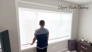 Installation of Double Rollers in Calgary, Alberta. Beautiful sheer and blackout blinds