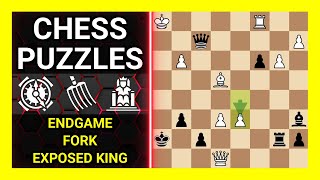 Chess Puzzles to Practice. Themes: Endgame, Fork, Exposed king. Learn Chess