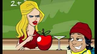 Lil' Cheech has a HUGE apple for the teacher.