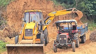 Jcb 3dx Backhoe Machine Loading Field Mud। Eicher Tractor। Massey Tractor। Jcb and Tractor Video