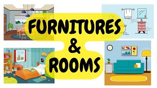 FURNITURES & ROOMS Vocabulary Fun Learning - English Kindergarten Music Games Flashcards Toddlers