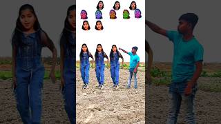 Me vs 3 cute dancing girl Caret head matching || new bhojpuri song dance #shots #funny #trending