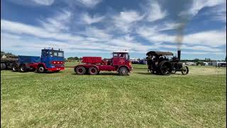 Fowler A4 traction engine 9691 with a 325 feet road train behind her