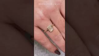 Emerald Cut Bezel Style Moissanite Engagement Ring #celebratelove #moissanite #timelesselegance