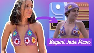 BIQUINI JADE PICON BBB22 DE CROCHE - TENDÊNCIA VERÃO CROCHE - CROCHÊ DAS FAMOSAS - BIQUÍNI DE FLORES