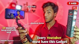 Bluetooth Selfie Stick Tripod with Inbuilt Flash Light for Vlogs & Youtubers | BT Tripod under 500