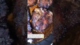 Honey Glazed LAMB CHOPS recipe #lambchops #roastedpotatoes #food #shorts