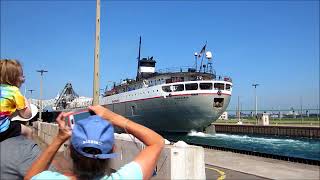 Lake Freighter Saginaw Leaving The Soo Locks on Engineers Day.