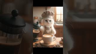 When White cat wants coffee #cute #cat #funny #anime