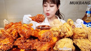 SUB) 매콤달콤 맵달킹치킨 치킨엔 맥주지ㅣFt. 치즈볼 핫도그ㅣ후라이드 참 잘하는집 먹방 Spicy and Sweet Chicken REAL SOUND ASMR MUKBANG