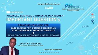 Important Questions 03 - CAIIB - ADVANCED BUSINESS & FINANCIAL MANAGEMENT