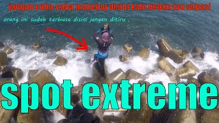 SPOT EXTREME JANGAN COBA" MANCING DISINI KALO BELUM TAU SITUASI!! #mancing #ultralightcastjig #beton