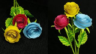 Rose flower making with paper, paper flowers, how to make paper roses, flower with paper