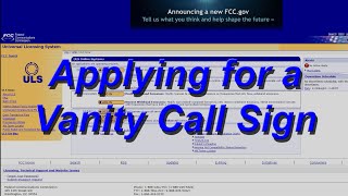 Amateur Radio-Applying for a Vanity Call Sign