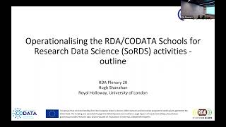 Introduction to the RDACODATA Schools for Research Data Science SoRDS