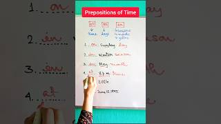 Prepositions of Time-At, In, On. #shorts #english #preposition #shortvideo #ytshorts#englishgrammar