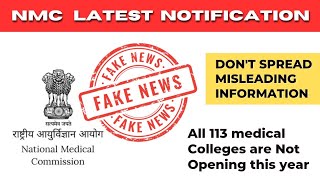 NMC Notice for Misleading Information about 113 New Medical Colleges || Dr Counsellor Neet