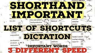 Shorthand Important List Of Shortcuts Outlines Dictation