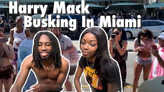 HER FIRST TIME HARRY MACK BUSKING IN MIAMI REACTION | FREESTYLE FOR ALL AGES