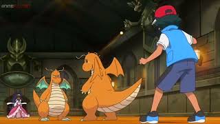 Dragonite de Iris intimida al de Ash