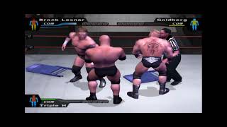 WWE HCTP Brock Lesnar vs Goldberg vs  HHH | Triple Threat Match #aethersx2