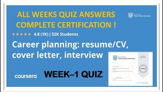 Career planning: resume/CV, cover letter, interview - Coursera | Week- 1 | All Quiz Answers