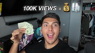 HOW MUCH YOUTUBE PAID ME FOR 100,000+ VIEWS!