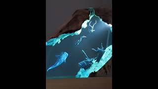 Creative Resin Decorative Lamp  Whales and Diver in a Cave, Ocean themed Art Resin Decoration for Ho