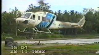 Bell 214 Heli lifting drilling rig in Papua New Genuea