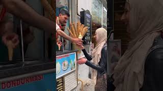 🍦 Grabbing ice cream from Turkish ice cream parlors is no easy feat! #travel #istanbul #saysalam