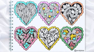 6 Zentangle Patterns For Beginners | Zentangle Art | Doodle Pattern