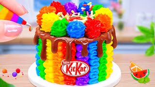 Satisfying Rainbow Cake Using KITKAT 🍫 Miniature Buttercream Rainbow Cake Recipes 🥰 Little Baking