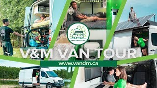 DIY Sprinter Van Tour | Tilting Solar & Desktop Computer | Off Grid - V&M Vanlife and Ray Outfitted