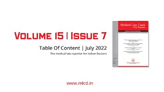 Table of Contents - July '22  |  Medical Law Cases - For Doctors  |  Medical Law Reporter