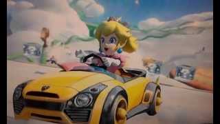 Princess Peach driving in Mario Kart 8