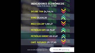 Indicadores económicos para el día lunes 13 de marzo de 2023, en Colombia.