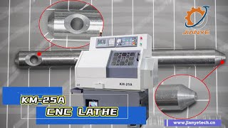 Processing of long bars without center rest. A CNC lathe with both economy and processing efficiency