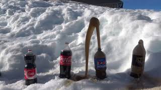 Experimento Coca Cola VS Mentos en la nieve