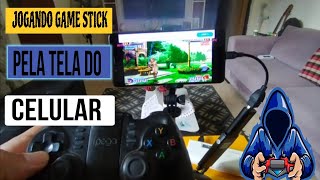 Game stick lite 4k Ultra HD jogando na tela do celular e fazendo gameplay com a placa de captura.