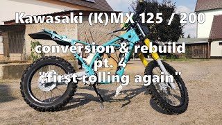 Kawasaki KMX 125 200 rebuild part 4 - Back on Wheels again - Porting - Linkage - Cleaning