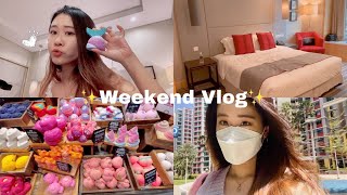 vlog: cycling, staycation with family, bath bomb shopping 🛍 🛁