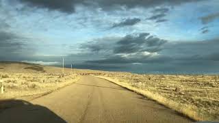 Elk herd running along truck