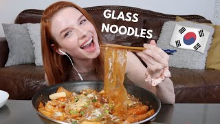 WIDE GLASS KOREAN NOODLES Mukbang!